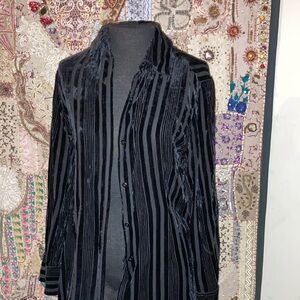 Black Striped Button-Up Shirt